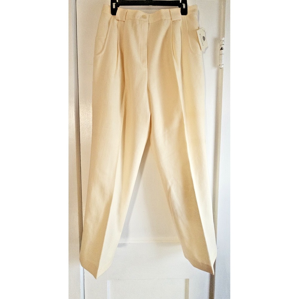 NWT Savannah 100% pure wool‎ ivory dress pants lined women's Petite 14P